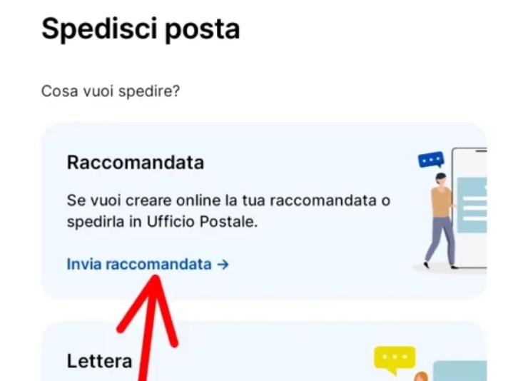 Raccomandate online, sezione sul sito web Poste Italiane