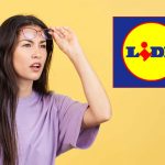 Ragazza incredula che si abbassa gli occhiali per vedere meglio e logo Lidl