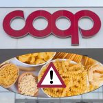 Insegna Coop, vari tipi di pasta e logo di Allerta